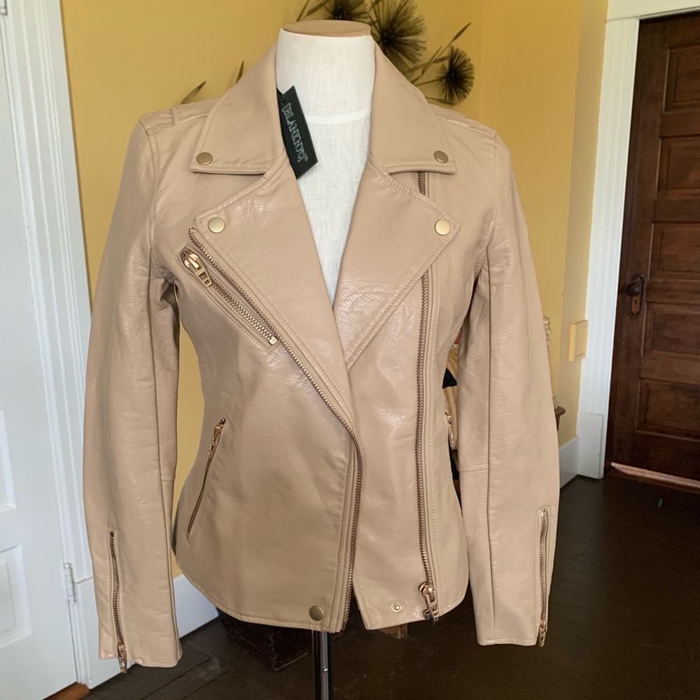 Blank NYC Faux Leather Jacket with Gold Detail